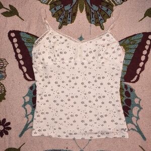 American Eagle Floral White Tank Top